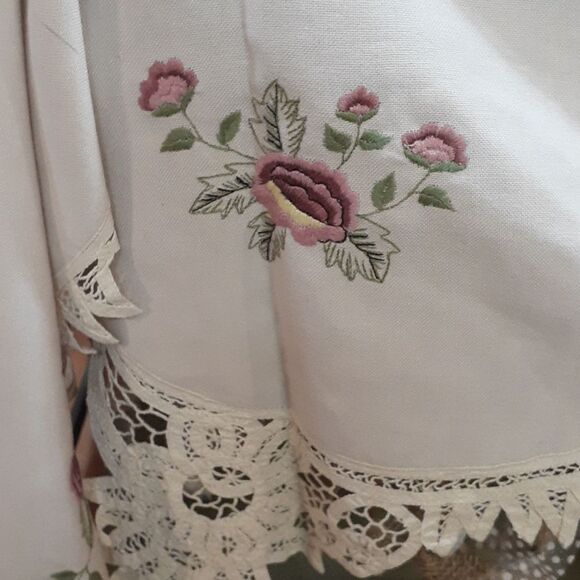 Victorian Embroidery needle point rose mantle cloth with heritage lace edge - Picture 12 of 12